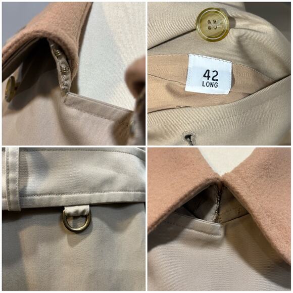Vintage Burberry Beige, Tan Trench Coat, Removable Wool Liner, Size 42 Long - Picture 10 of 16